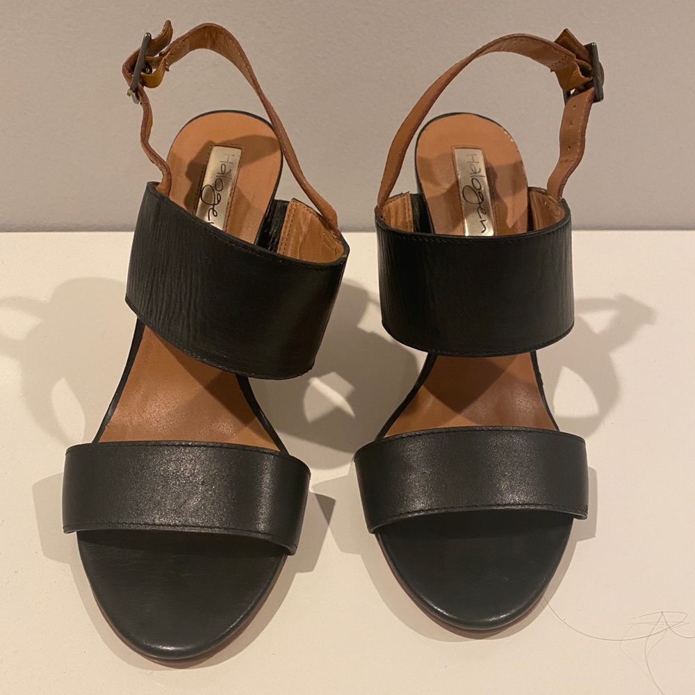 Halogen block heel leather sandals